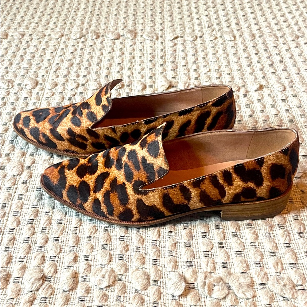 Women’s Madewell Size 9 Leather Leopard Print Loafers